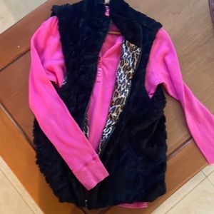 Betsy Johnson faux fur sequined vest